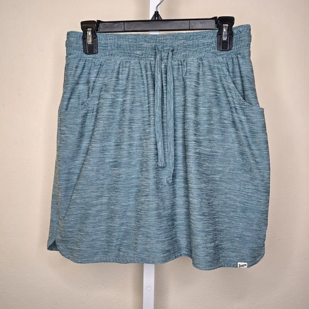 Duluth Trading Co. Women's S Teal Blue Space Dye Skort Elastic Waist Drawstring